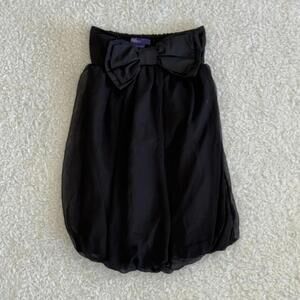 Y2K Miley Cyrus Juniors Black Strapless Bubble-hem Mini Dress with Bow (size S)